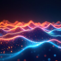 Wall Mural - abstract glowing waves of light and particles. vibrant colors create a dynamic, energetic visual. pe
