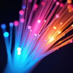 Wall Mural - vibrant illuminated fibers radiating light in a captivating display of color and texture. a close-up