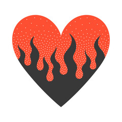 Wall Mural - vector surreal illustration with heart and flame.retro print aesthetic.design isolated element.trend