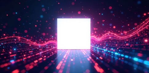White square, dynamic digital veins, futuristic glow , science, data