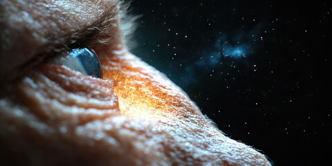 Wall Mural - Human Eye Reflecting Nebula and Stars
