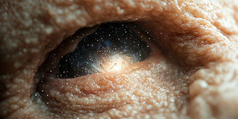 Wall Mural - Close-up of Eye with Nebula and Starfield Iris