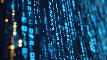 Digital data flowing in a futuristic environment