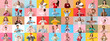 © Pixel-Shot - Collage of people making heart shape on color background