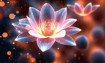 Wall Mural - A vibrant, glowing flower with intricate details and a magical atmosphere.