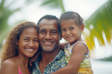 father mother daughter family vacation photo