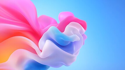 Wall Mural - abstract pastel-colored fluid shapes swirling against a light blue background.