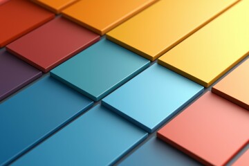 Wall Mural - Colorful pattern of squares with a blue square in the middle