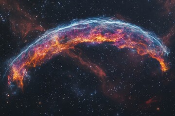 Wall Mural - cosmic arc of nebulae, vibrant colors, stars.
