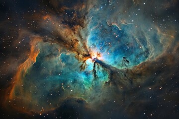 Wall Mural - vibrant nebula with cosmic dust and gas clouds.