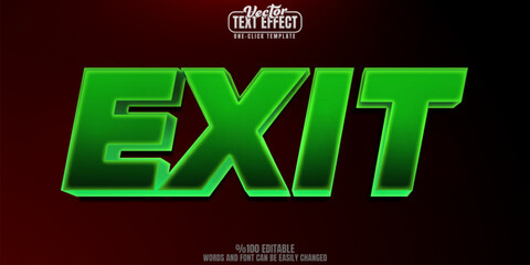 Wall Mural - green editable text effect, customizable exit and sign 3d font style