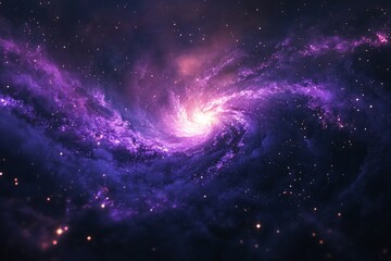 Wall Mural - stunning purple spiral galaxy swirling in deep space, cosmic dust and stars.