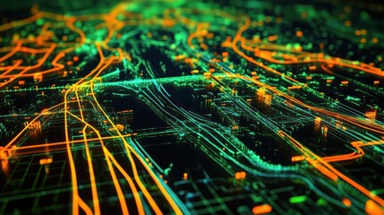 Digital Cityscape: A Futuristic Urban Network Visualization