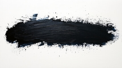 Wall Mural - Abstract Black Paint Texture: Bold Brushstrokes on White Canvas