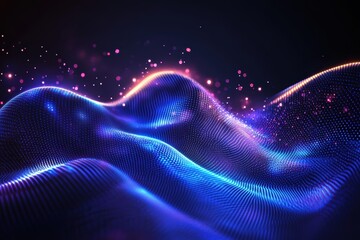 Abstract digital background with blue binary code and glowing lights, representing the flow of data in cyberspace 