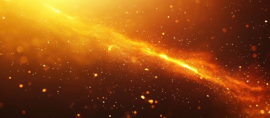 Wall Mural - Colorful abstract background with glowing golden particles and beams of light, suitable for digital designs with Copy Space.