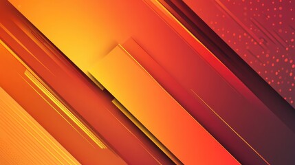 Wall Mural - abstract dynamic orange and red lines with geometric shapes and copy space for text background desig