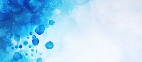Wall Mural - Abstract blue watercolors with circles, gradient background, artistic texture, soft focus, suitable for presentations and prints, Copy Space.