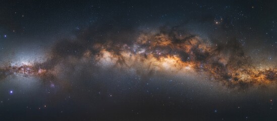 Wall Mural - distant galaxy in deep space with vibrant colors and star formations against a dark background copy 