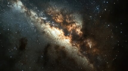 Wall Mural - Stunning view of a galaxy with vibrant colors and star clusters in a dark cosmic background with Copy Space for text placement