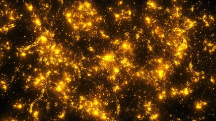 Wall Mural - Glowing cosmic network of stars and galaxies against a dark background with copy space for text insertion