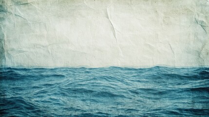 Wall Mural - textured sea surface with vintage paper effect and soft waves under a cloudy sky, ideal for backgrou