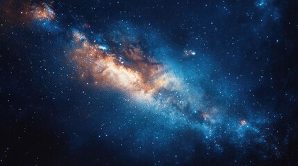 Wall Mural - Galaxy in Deep Space with Bright Stars and Colorful Nebula Copy Space