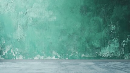 Wall Mural - textured green wall with a smooth floor and ample copy space for design elements