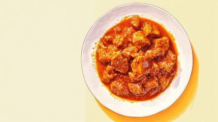 Wall Mural - Delicious butter chicken curry served on a plate with aromatic spices perfect for lunch or dinner featuring empty space for text placement