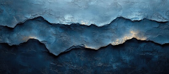Wall Mural - abstract mountain landscape in shades of blue with textured layers and soft illumination, featuring 