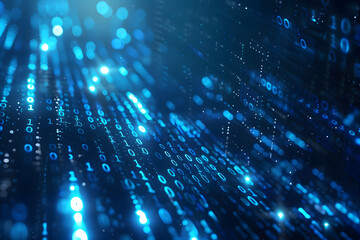 Digital Binary Code Matrix with Bokeh Effects