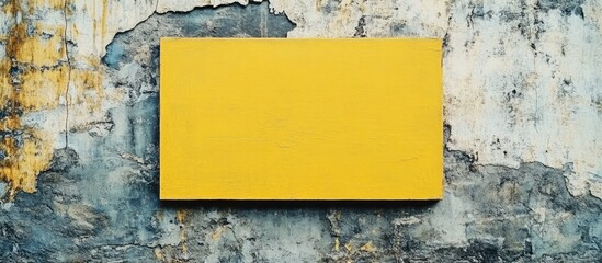 Wall Mural - yellow canvas texture on rough wall background with blank space for creative text or design insertio