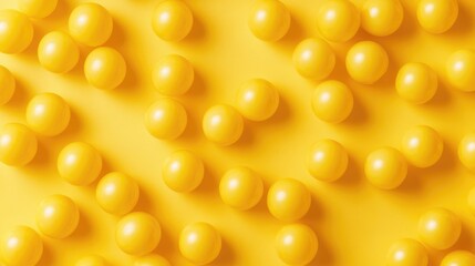 Wall Mural - Yellow ball pit balls arranged artistically on a vibrant yellow background creating a playful and cheerful atmosphere for designs.