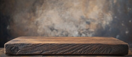 Wall Mural - rustic wooden tabletop with textured surface against a softly blurred background perfect for present