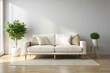 © DigitalArt Max - Modern Minimalist White Sofa Interior Design - Clean Lines, Elegant Living Room