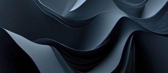 Elegant dark gray and blue abstract three dimensional geometric waves design with space for text or branding elements