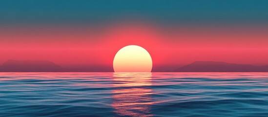 Sticker - Stunning sunset over calm ocean waters with expansive copyspace ideal for text or branding applications