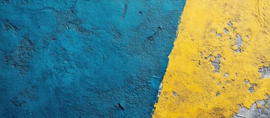 Wall Mural - Abstract Textured Background with Blue and Yellow Concrete Surface Featuring Blank Space for Creative Text Placement