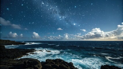 Wall Mural - an endless sea of darkness punctuated by countless stars shining brightly like beacons, black, cosmo