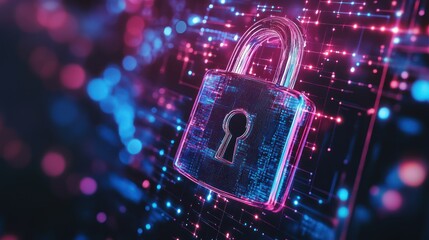 Digital Security: Cyber Lock in Neon Glow
