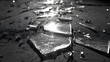 © IA Tuga - Broken Glass Pieces Scattered on a Dark Background with Light Reflections