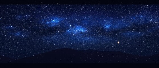 Wall Mural - celestial map with thousands of twinkling stars against a deep blue night sky, dark sky, space