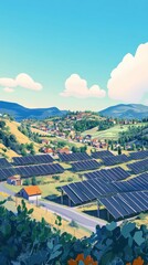Wall Mural - Hillside Village Solar Energy Sustainable Living