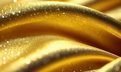 Wall Mural - A close-up of shimmering golden fabric with sparkling textures and soft folds.