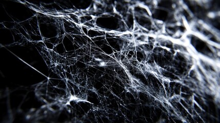 Intricate Spiderweb Close-Up: A Black and White Macro Photography