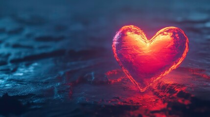 Poster - Glowing heart shape on dark background.