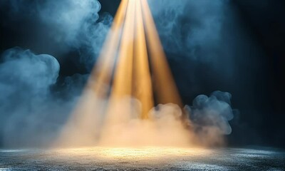 Wall Mural - A dramatic spotlight shines through mist, creating an atmospheric scene.