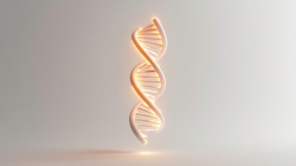 Poster - Glowing white DNA double helix model on light background.