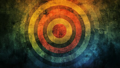 Fototapete - Grunge textured concentric circles target background.