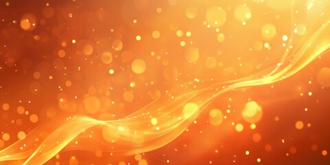 Poster - Abstract orange wave with bokeh lights.